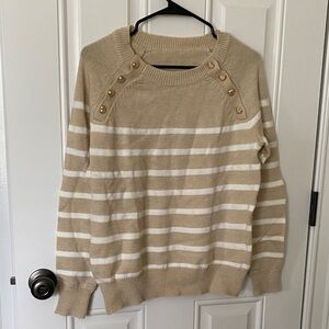 Striped Beige and White Sweater